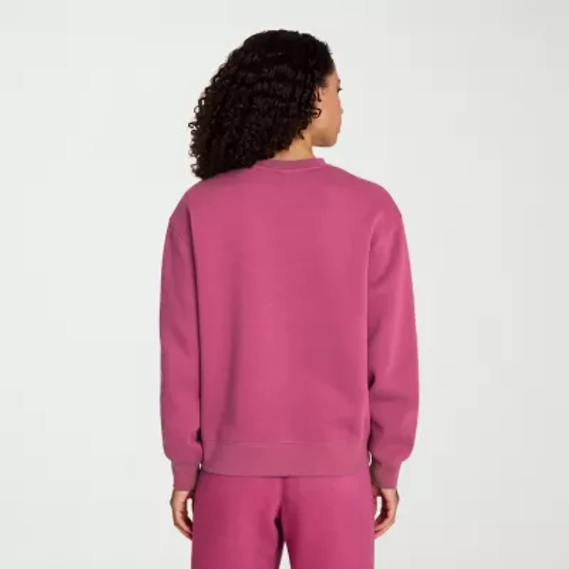 Reebok Womens Crew Neck Long Sleeve Fleece Sweatshirt