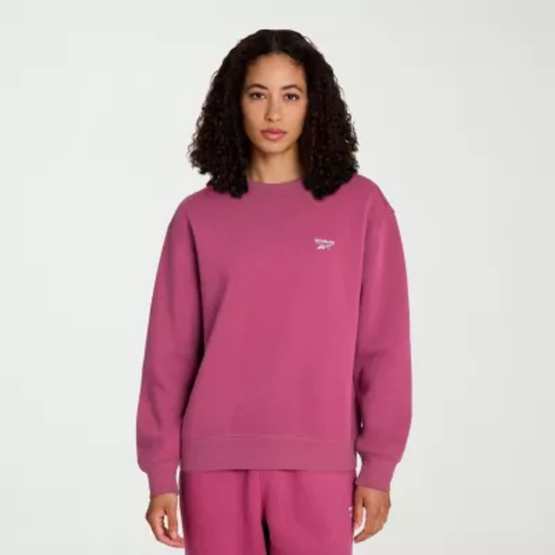 Reebok Womens Crew Neck Long Sleeve Fleece Sweatshirt