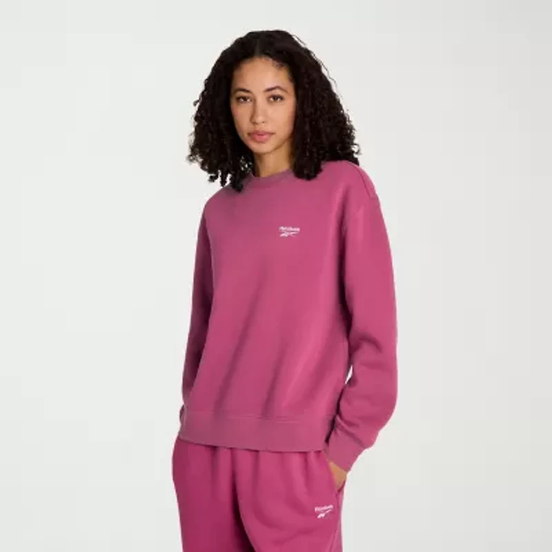 Reebok Womens Crew Neck Long Sleeve Fleece Sweatshirt