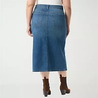 Gloria Vanderbilt Womens Plus High Rise Long Denim Skirt