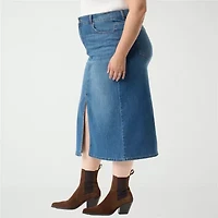 Gloria Vanderbilt Womens Plus High Rise Long Denim Skirt