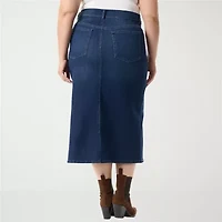 Gloria Vanderbilt Womens Plus High Rise Long Denim Skirt