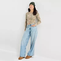 Arizona Womens Crew Neck Long Sleeve Juniors Layered Top