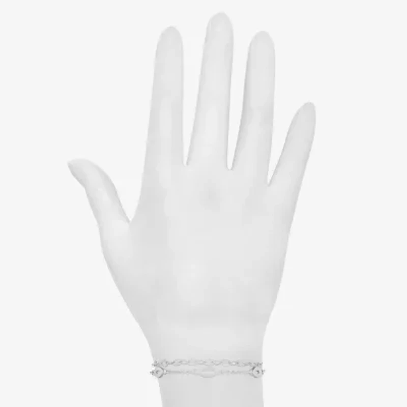 Bijoux Bar Delicates Silver Tone Womens Link Chain Bracelet