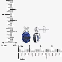 Lab Created Blue Sapphire Sterling Silver 14.9mm Oval Stud Earrings