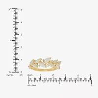 Womens Lab Created White Opal 14K Gold Over Silver Marquise Cocktail Ring