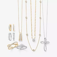 (H-I / I1) Womens 1/3 CT. T.W. Lab Grown White Diamond 10K Gold Cross 18 Inch Pendant Necklace