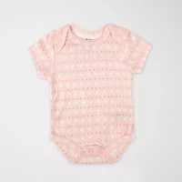 Baby Essentials Girls Crew Neck Short Sleeve 3-pc. Bodysuit