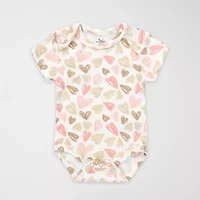 Baby Essentials Girls Crew Neck Short Sleeve 3-pc. Bodysuit