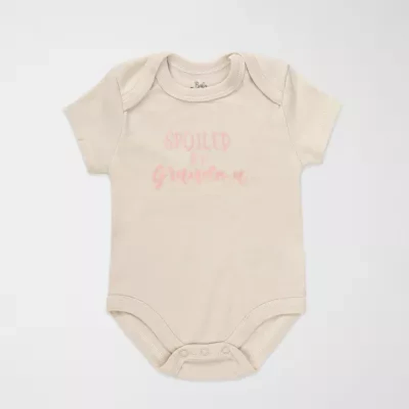 Baby Essentials Girls Crew Neck Short Sleeve 3-pc. Bodysuit