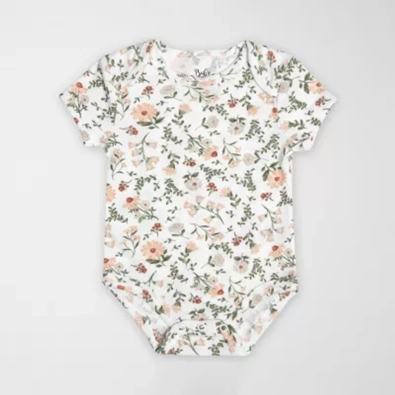 Baby Essentials Girls Crew Neck Short Sleeve 3-pc. Bodysuit