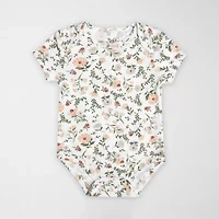 Baby Essentials Girls Crew Neck Short Sleeve 3-pc. Bodysuit