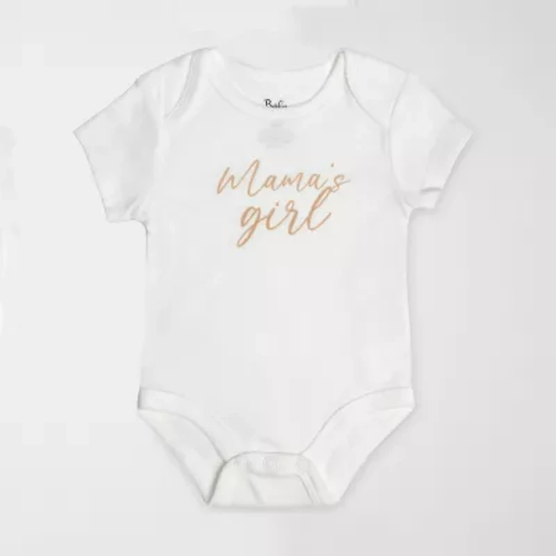 Baby Essentials Girls Crew Neck Short Sleeve 3-pc. Bodysuit