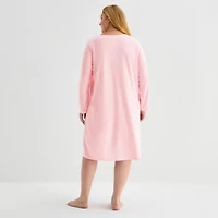 Adonna Womens Round Neck Long Sleeve Plus Nightgown