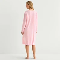 Adonna Womens Round Neck Long Sleeve Nightgown