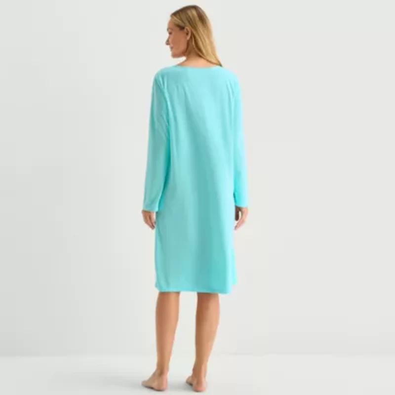 Adonna Womens Long Sleeve Round Neck Nightgown