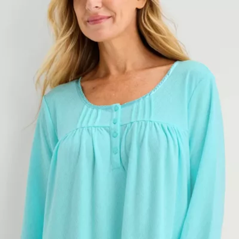 Adonna Womens Long Sleeve Round Neck Nightgown