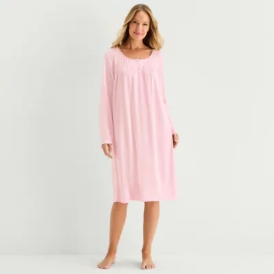 Adonna Womens Round Neck Long Sleeve Nightgown