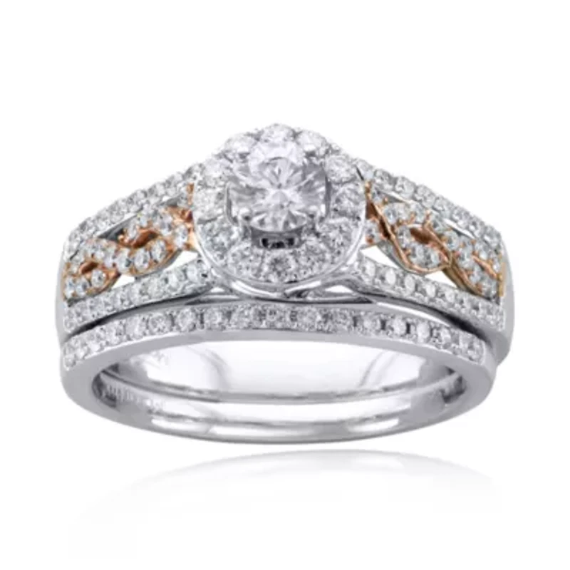 Modern Bride 1 CT. T.W. Certified Diamond 14K Two-Tone Gold Infinity Bridal Ring Set