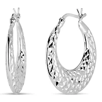 Womens Sterling Silver 25.7mm Hoop Earrings