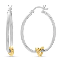 Womens 18K Gold Over Silver Sterling Silver 30mm Hoop Earrings