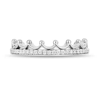 Enchanted Disney Fine Jewelry Womens 1/10 CT. T.W. Natural White Diamond 10K White Gold Princess Wedding Band