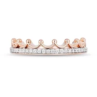 Enchanted Disney Fine Jewelry Womens 1/10 CT. T.W. Natural White Diamond 10K Rose Gold Princess Wedding Band