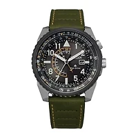 Citizen Eco-Drive Mens Green Leather Strap Watch Bj7138-04e