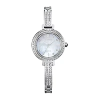 Citizen Eco-Drive Womens Crystal Accent Silver Tone Stainless Steel Bracelet Watch Em0860-51d