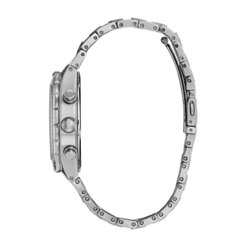 Citizen Eco-Drive Mens Crystal Accent Silver Tone Stainless Steel Bracelet Watch Ca0750-53e