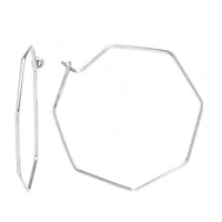 Silver Treasures Womens Sterling Silver 40mm Hoop Earrings