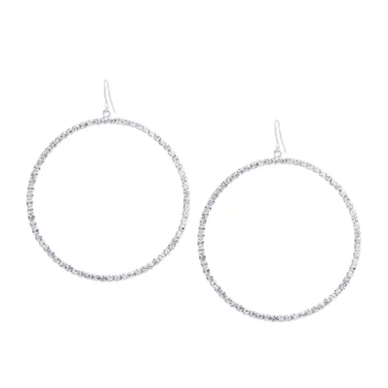 Sparkle Allure Womens Crystal Pure Silver Over Brass Drop Earrings