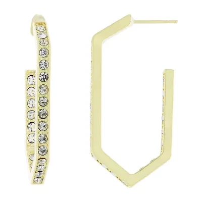 Sparkle Allure Womens Crystal 14K Gold Over Brass 40mm Hoop Earrings