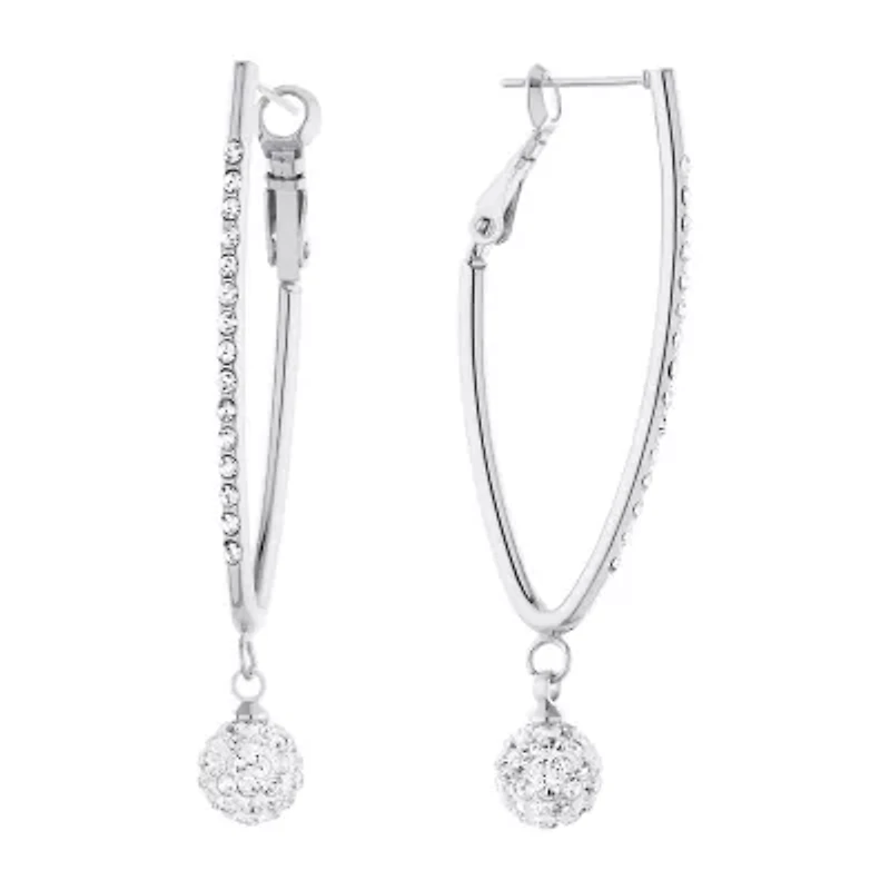 Sparkle Allure Womens Crystal 55mm Hoop Earrings
