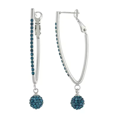 Sparkle Allure Womens Crystal 55mm Hoop Earrings