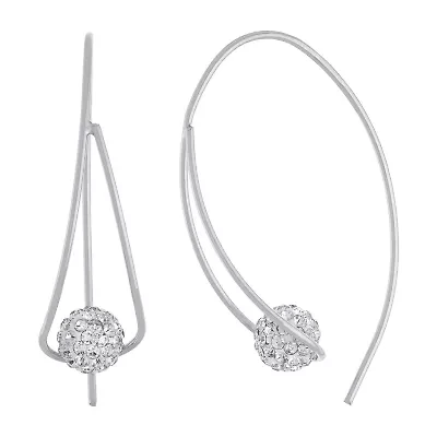 Sparkle Allure Threader Womens Crystal 40mm Hoop Earrings