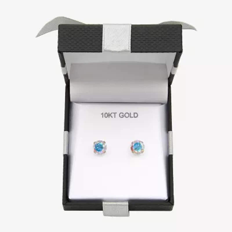 Cubic Zirconia 10K Gold 7mm Stud Earrings