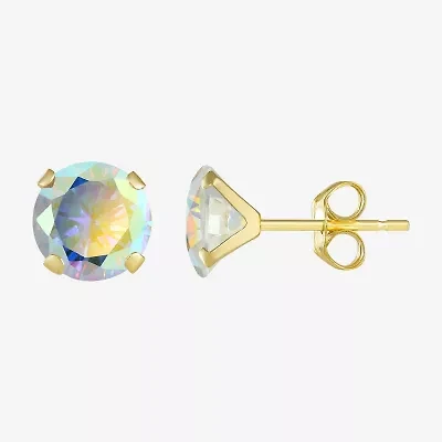 Cubic Zirconia 10K Gold 7mm Stud Earrings