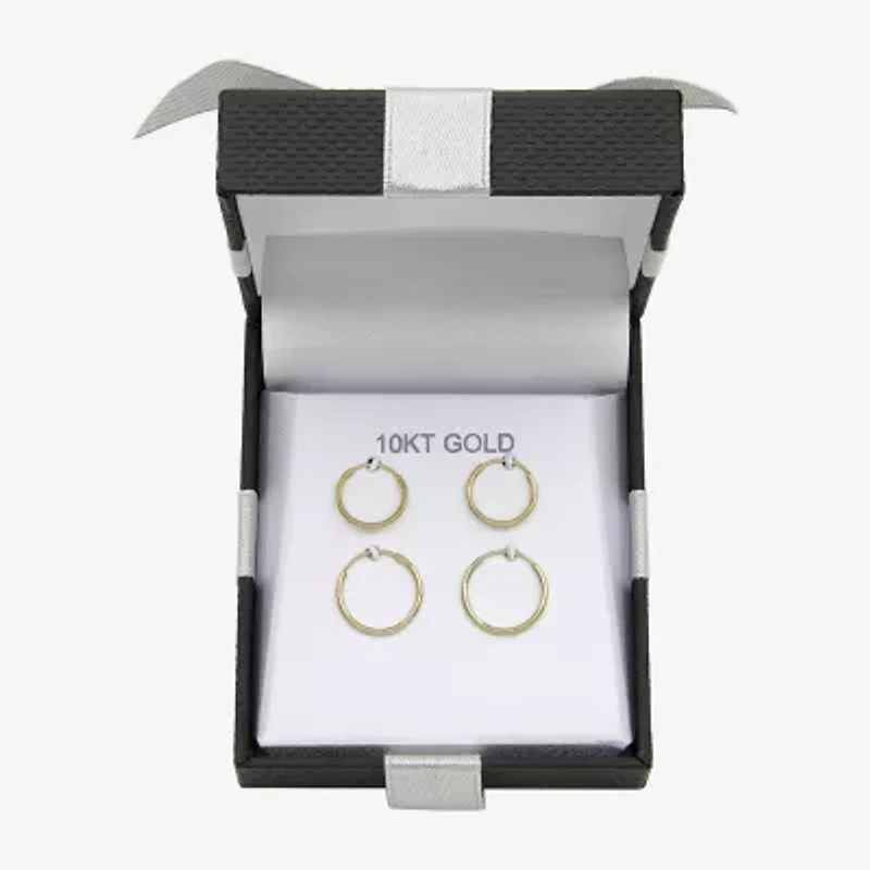 Womens 10K Gold 2 Pair Earring Set