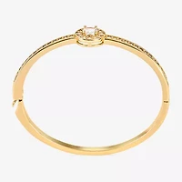 Sparkle Allure Halo Womens Cubic Zirconia 18K Gold Over Brass Round Bangle Bracelet