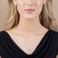 Womens 1/2 CT. T.W. Natural White Diamond 14K White Gold Pear 18 Inch Pendant Necklace