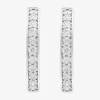 Effy  (G / Si1) Womens 1 CT. T.W. Lab Grown White Diamond Sterling Silver 1.3mm Hoop Earrings
