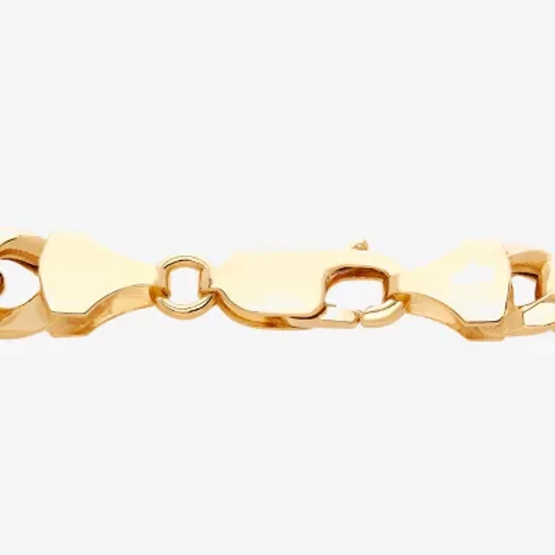 Womens 14K Gold 8 1/2 Inch Hollow Curb Chain Bracelet