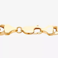 Womens 14K Gold 8 1/2 Inch Hollow Curb Chain Bracelet