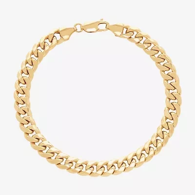 Womens 14K Gold 8 1/2 Inch Hollow Curb Chain Bracelet