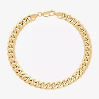 Womens 14K Gold 8 1/2 Inch Hollow Curb Chain Bracelet