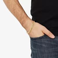 Womens 14K Gold 8 1/2 Inch Hollow Curb Chain Bracelet