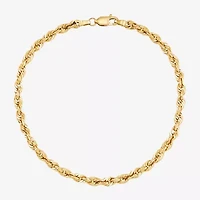 Womens 14K Gold 8 1/2 Inch Hollow Rope Chain Bracelet