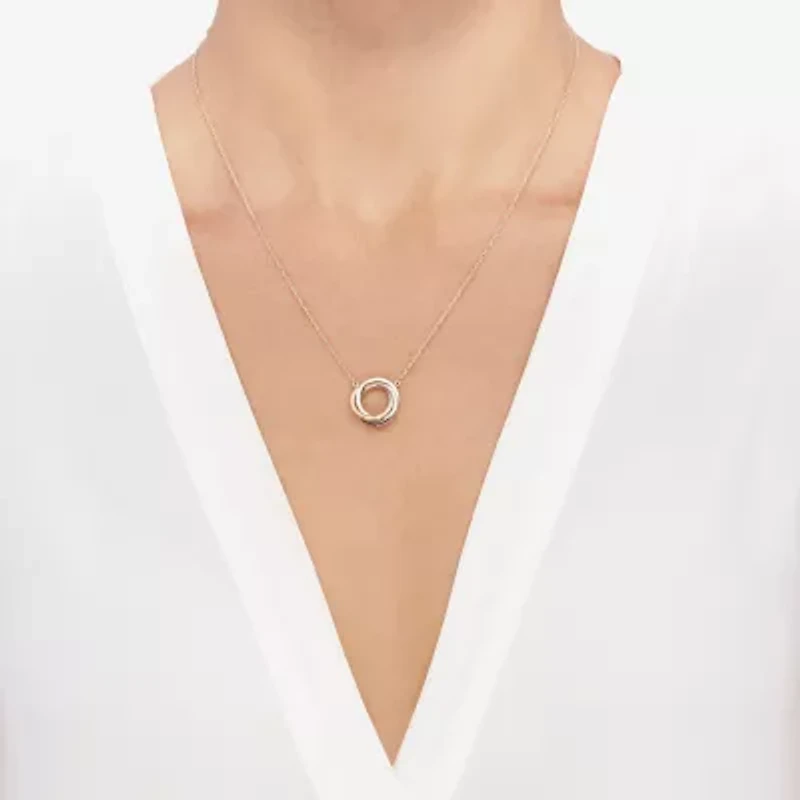 Womens 14K Tri-Color Gold 18 Inch Pendant Necklace