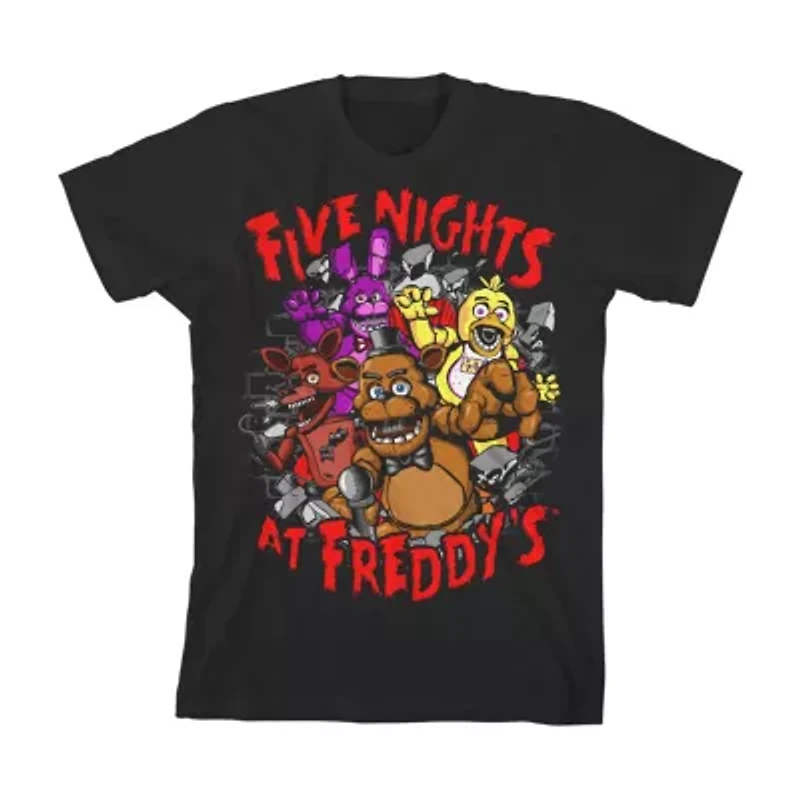 Little & Big Kid Boys Crew Neck Short Sleeve Regular Fit Five Nights at Freddys Graphic T-Shirt